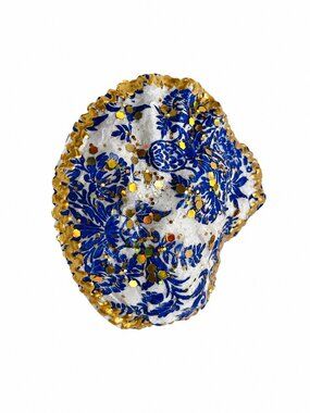 Hand-Painted Decorative Seashell | Mixed Media Coastal Decor | One-of-a-Kind